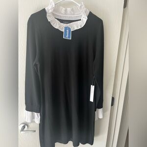 NWT Nicole Miller Merino wool Black and White Ruffle Dress